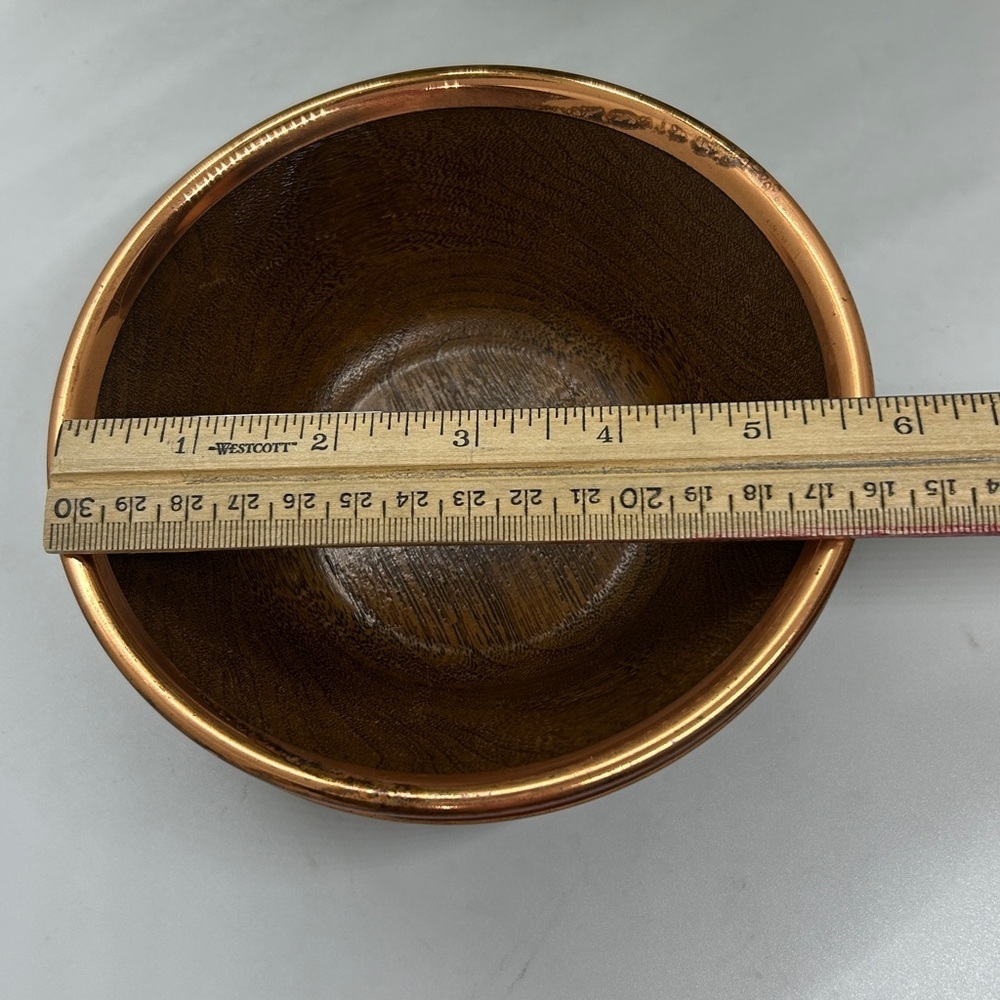Coppercraft Guild-Copper Rimmed Woodgrain Resin 2 Pc Salad Bowl Set. - Picture 5 of 8